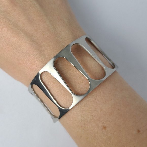 Jewelry - Stainless Steel Silver Cut Out Cuff Bracelet